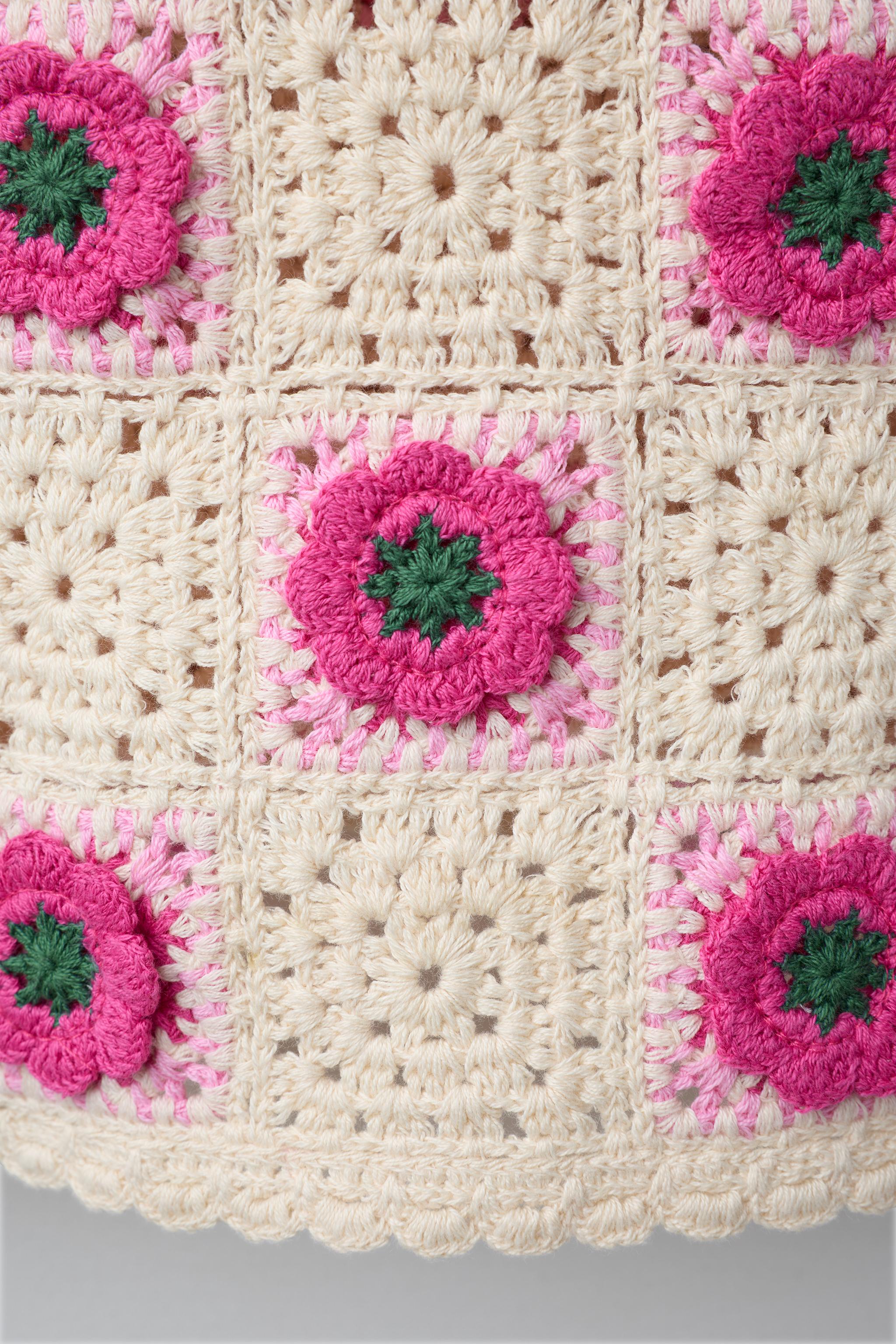 CROCHET KNIT FLORAL DRESS